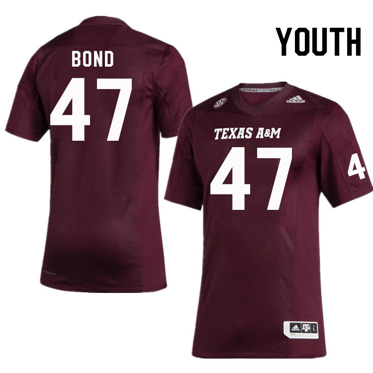 Youth #47 Randy Bond Texas A&M Aggies College Football Jerseys Stitched Sale-Maroon
